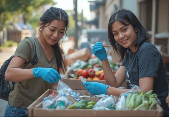 food donation and recycling to cut food waste