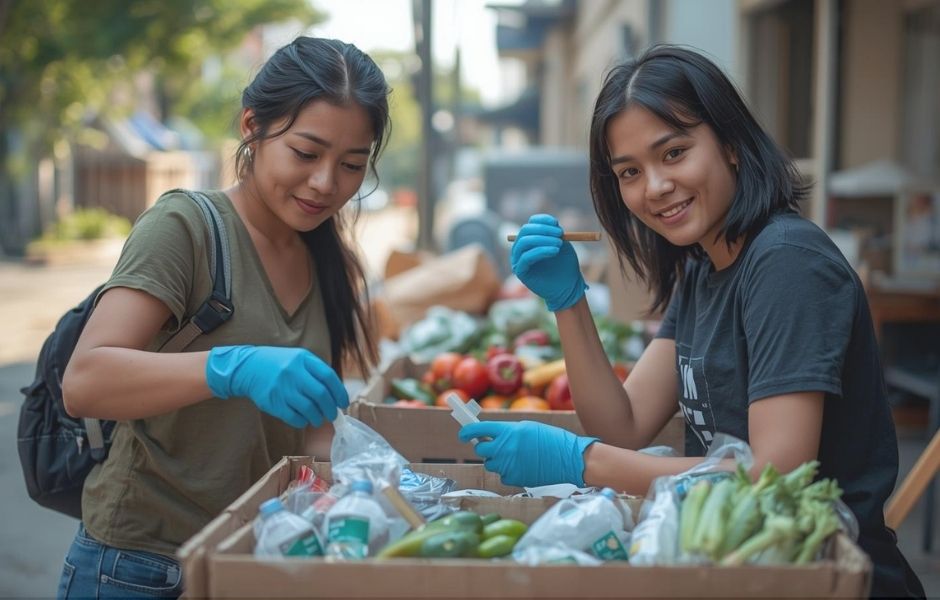 food donation and recycling to cut food waste
