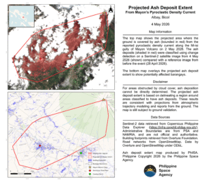 Satellite data show barangays affected by ashfall from Mayon