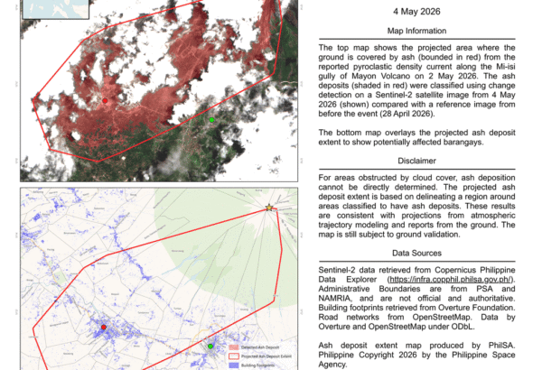 Satellite data show barangays affected by ashfall from Mayon